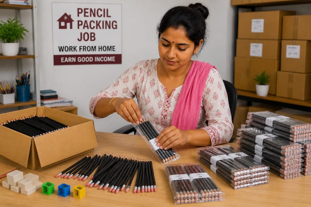 Pencil Packing Work From Home Live Setup